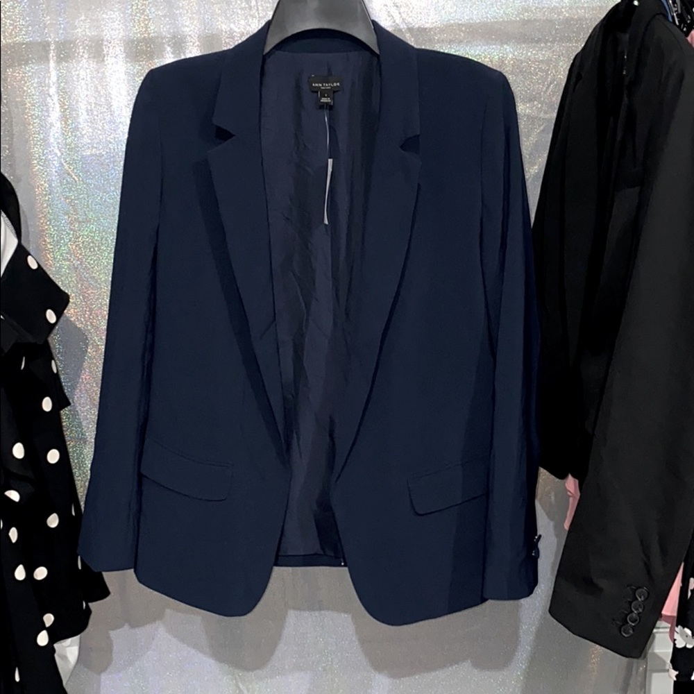 New Ann Taylor open front navy blue blazer